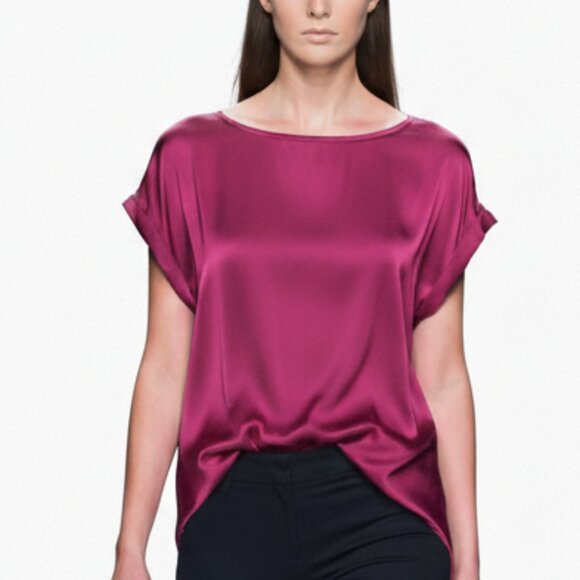 Eileen Fisher Tops - Eileen Fisher Stretch Silk Charmeuse Top – Rumberry – XS – NWOT